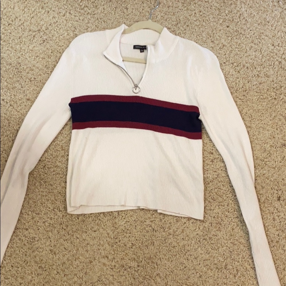 Cropped half zip sweater